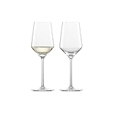 Zwiesel Glas Pure Weißwein Riesling Glas aus bruchfestem Tritan-Protect-Glas hergestellt, 2-teiliges Set, Maße: Höhe: 22 cm, Durchmesser 7.6 cm, Volumen: 300 ml, 122349