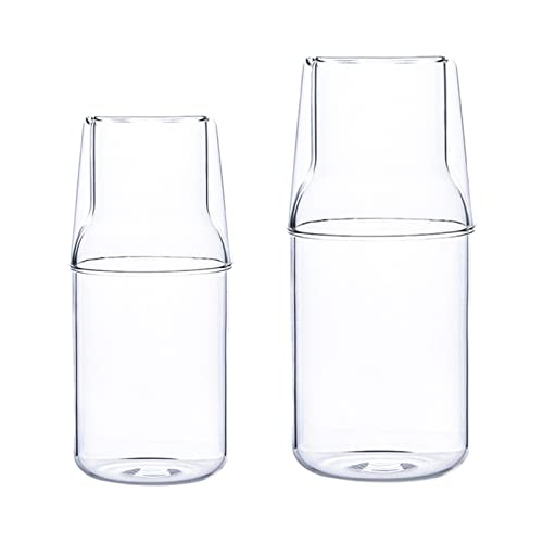 SLDHFE Wasserkaraffe für den Nachttisch, 360 ml, mit Trinkglas, Nachtkaraffe, Wasserkaraffe, Glas, Mundspülflasche, klares Glas, Saft, Wasserkrug für Badezimm