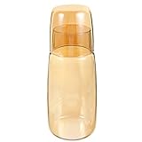 Nachttisch-Wasserkaraffe, transparente Nachttischkaraffe, Glas-Mundwasserflasche mit Trinkbecher, Saftkrug, Teesaftspender for Küche, Schlafzimmer, 750 ml (Color : Golden)