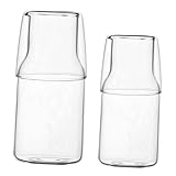 2 Sets Glaswasserkrug Glasgetränkespender Glastrinkflaschen mit Deckel Glaskrug mit Deckel Getränkekessel Nachttisch Wasserkaraffen Heimzubehör Haushaltsversorgung Milch