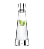 Emsa 514233 Flow Slim Glaskaraffe | mit Kühlelement, Glas | Elegantes Design | 1 Liter | Transparent, 11 x 11 x 38.2 cm