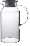 LQX Teekanne 1.8L Karaffe, Wasserkaraffe aus Borosilicatglas Kessel warm/kalt Glaskanne Kessel mit Deckel und Griff for Ice Tea Juice Drink - 100% BPA-frei Teap