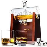 Whisiskey - Whisky Karaffe - Segelschiff - Dekanter - Whiskey Set - 1L - Geschenke für Männer - Weihnachtsgeschenke - Inkl. 4 Whisky Steine, Ausgießer, Zapfhahn & 2 Whisky Glä