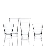 LEONARDO HOME Onda Wasser-Gläser, 12 Stück (1er Pack), spülmaschinengeeignete Saft-Gläser, Trink-Becher aus Glas mit Muster, 12 teilig, 210 ml, 300 ml, Klar, 011019