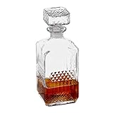 Relaxdays Whisky Karaffe, Glas, Dekanter für Whiskey, Cognac, Rum, Gin, 900 ml, Schnaps Karaffe Heimbar, transparent 10027876