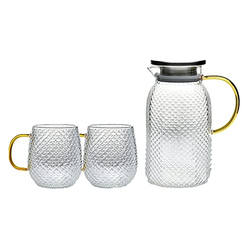 YUXI8541NO Wasserkrug Glaswassertopf mit Tasse transparente hitzebeständige Teekanne Blume Tee Set Home heiße kalte Wasserkanne Juce Getränkebehälter Wasserkaraffe/Krug Karaff