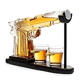 The Wine Savant Whisky & Wein Gewehr Karaffe Pistole Whisky-Dekanter-Set - Geschenke für Männer - 300ml - Geburtstagsgeschenk Geschenkset - Inkl. 2 Whisky Gläser- Whiskey Schnapp