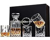 Lighten Life 5-teiliges Whisky-Dekanter-Set, bleifreies Whisky-Dekanter-Set mit 4 Gläsern in Geschenkbox, Kristall-Bourbon-Dekanter-Set, Scotch-Dekanter-Set mit Gläsern, Whisky-Dekanter-Set für Mä