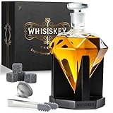 Whisiskey - Whisky Karaffe - Diamant - Dekanter - Whiskey Set - 900ML - Geschenke für Männer - Männergeschenke - Inkl. 4 Whisky-Steine & Schenktü