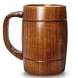 680 ml großer Holz-Bierkrug bester Holz-Wikingerbecher Holzkrug für Männer Frauen Trinkkrug Teetasse männliche Kaffeetasse Geschenke für Bierliebhaber handgefertigte maskuline Tasse Mann große c
