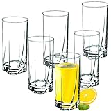 KADAX Trinkgläser aus hochwertigem Glas, 6er Set, Wassergläser, dickwandige Saftgläser, geriffelte Gläser für Wasser, Drink, Saft, Party, Cocktailgläser, Getränkegläser (hoch, 380ml)