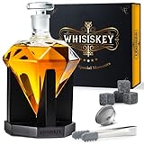 Whisiskey - Whisky Karaffe - Diamant - Dekanter - Whiskey Set - 900ML - Geschenke für Männer - Weihnachtsgeschenke - Inkl. 4 Whisky-Steine & Schenktü