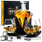 Whisiskey - Whisky Karaffe - Diamant - Dekanter - Whiskey Set - 900ML - Geschenke für Männer - Weihnachtsgeschenke - Inkl. 4 Whisky Steine, Ausgießer & 4 Whisky Glä