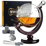 Whisiskey - Whisky Karaffe - Globus - Dekanter - Whiskey Karaffe Set - 900 ml - Geschenke für Männer - Inkl. 4 Whisky Steine & Ausgieß
