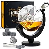 Whisiskey - Whisky Karaffe - Globus - Dekanter - Whiskey Set - 900 ml - Geschenke für Männer - Weihnachtsgeschenke - Inkl. 4 Whisky Steine & Ausgieß